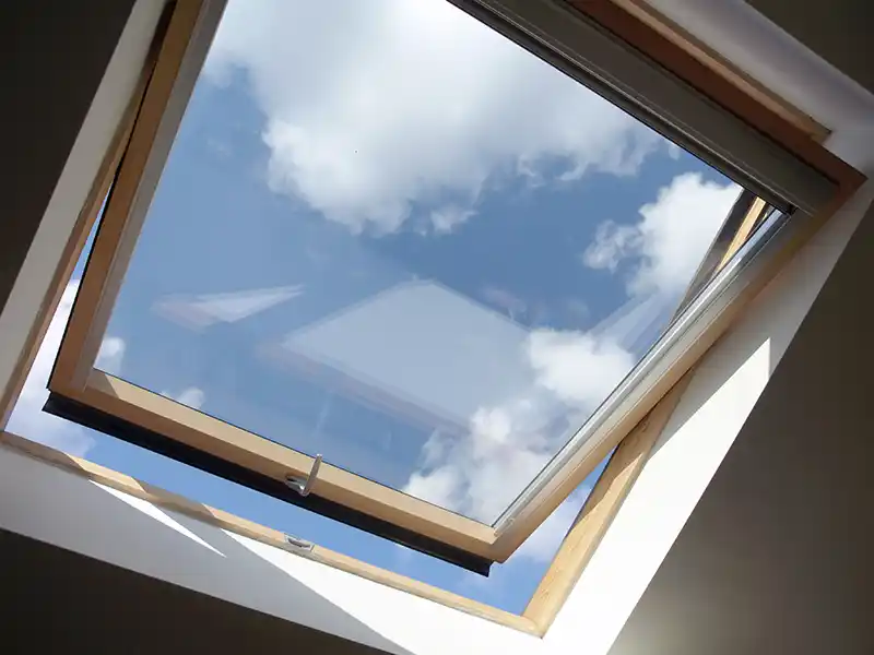 Open skylight inside a home